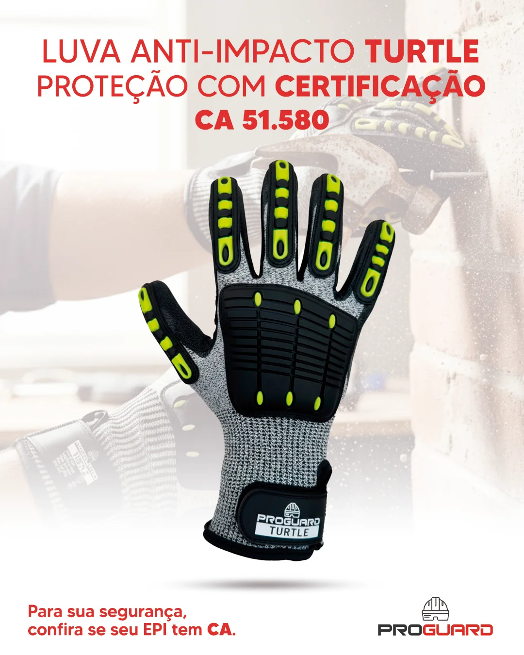 PROGUARD - Luva Anti-Impacto Ajuste Punho TURTLE - Vista Principal